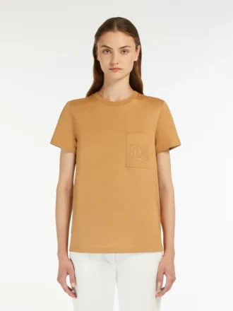 T-shirt i bomullsjersey, kamel
