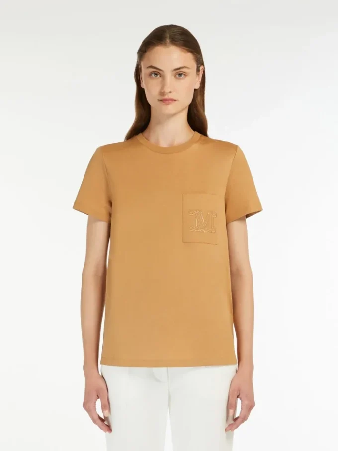 T-shirt i bomullsjersey, kamel T-shirt i bomullsjersey, kamel