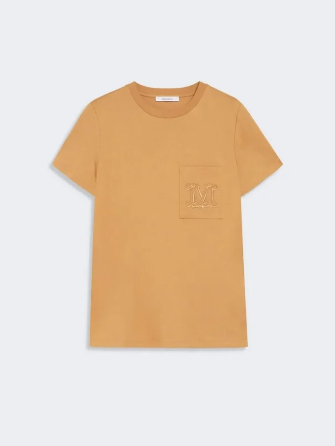 T-shirt i bomullsjersey, kamel T-shirt i bomullsjersey, kamel