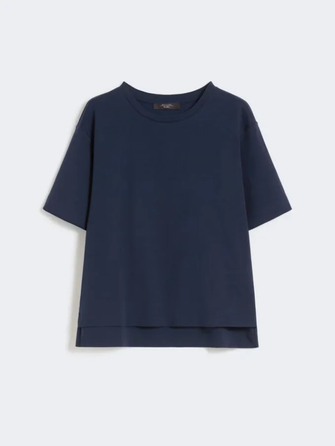 T-shirt i bomullsjersey, marinblå T-shirt i bomullsjersey, marinblå