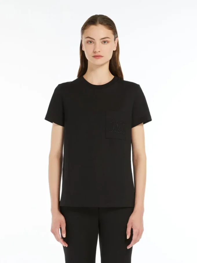 T-shirt i bomullsjersey, svart T-shirt i bomullsjersey, svart