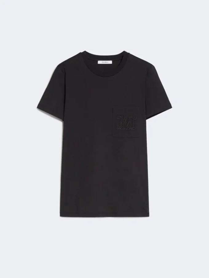 T-shirt i bomullsjersey, svart T-shirt i bomullsjersey, svart