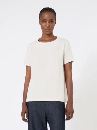 T-shirt i satin, naturvit
