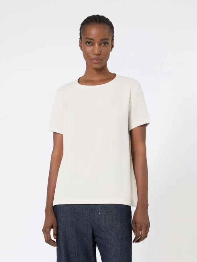 T-shirt i satin, naturvit T-shirt i satin, naturvit