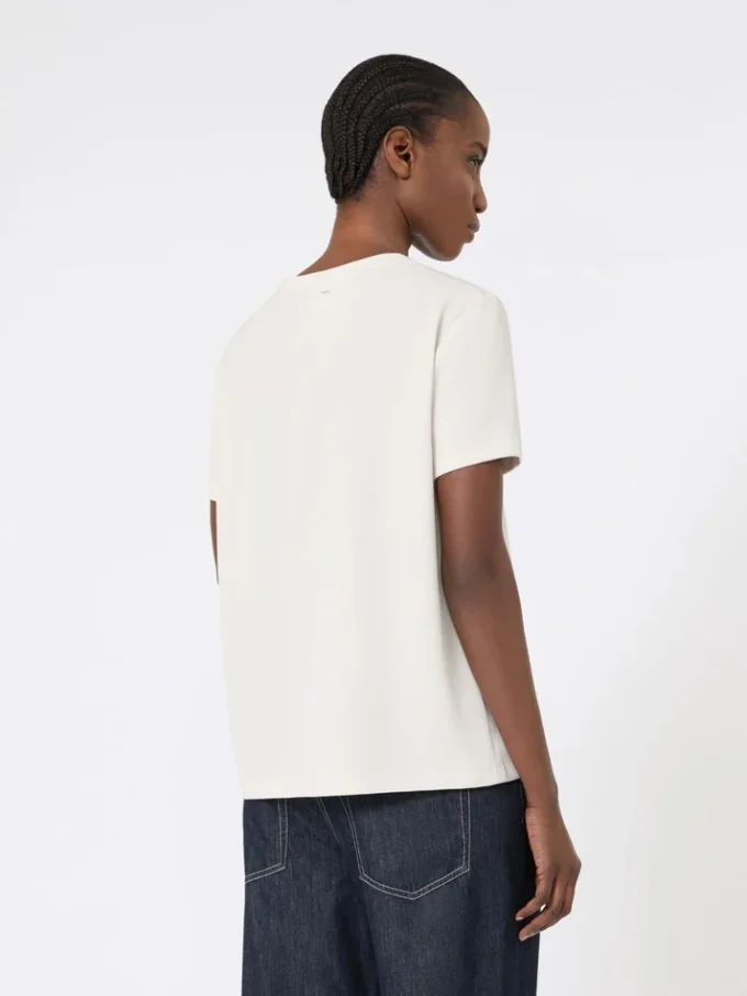T-shirt i satin, naturvit T-shirt i satin, naturvit