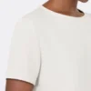 T-shirt i satin, naturvit T-shirt i satin, naturvit