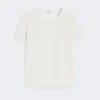 T-shirt i satin, naturvit T-shirt i satin, naturvit