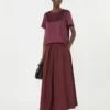 T-shirt i satin och jersey, bordeaux T-shirt i satin och jersey, bordeaux