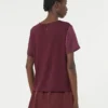 T-shirt i satin och jersey, bordeaux T-shirt i satin och jersey, bordeaux