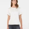 T-shirt i satin och jersey, ecru T-shirt i satin och jersey, ecru