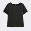 T-shirt i satin och jersey, svart T-shirt i satin och jersey, svart