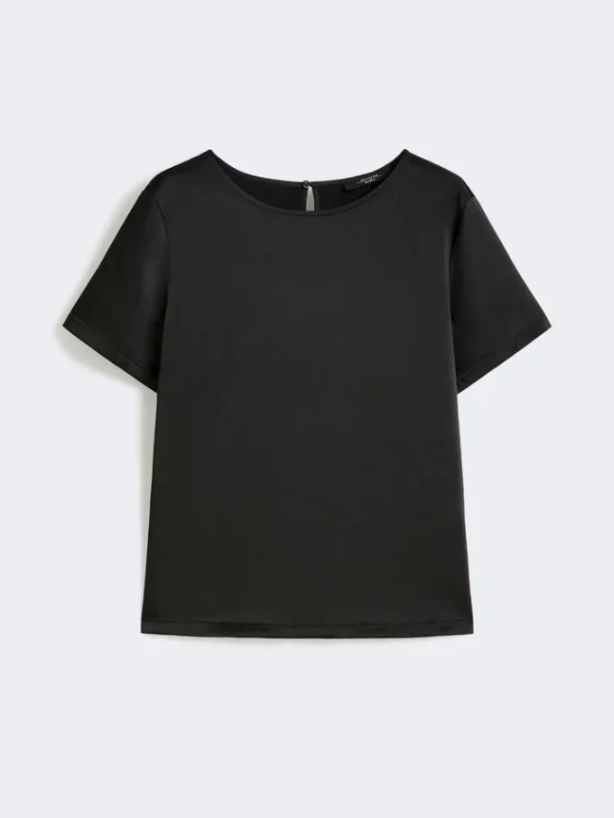 T-shirt i satin och jersey, svart T-shirt i satin och jersey, svart