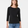T-shirt i stretchbomull, svart T-shirt i stretchbomull, svart