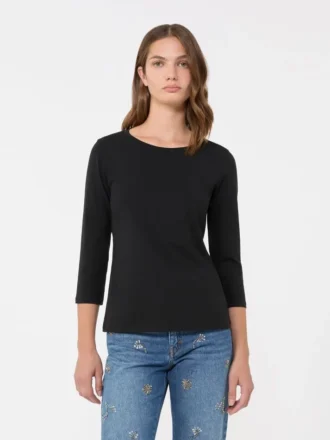 T-shirt i stretchbomull, svart