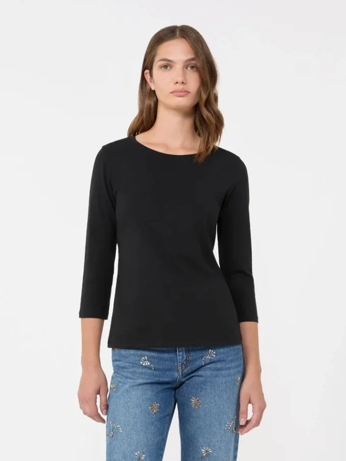 T-shirt i stretchbomull, svart T-shirt i stretchbomull, svart