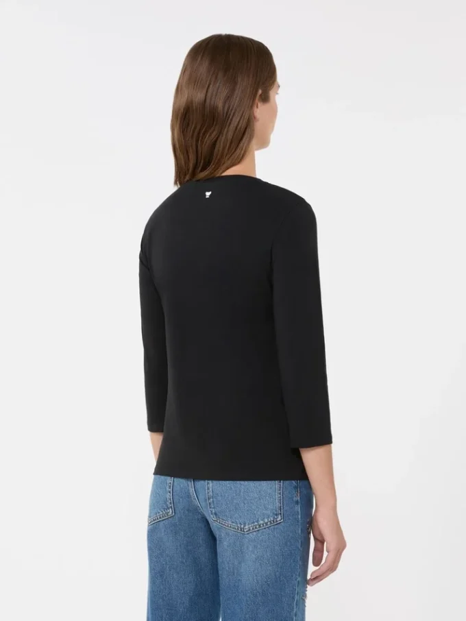 T-shirt i stretchbomull, svart T-shirt i stretchbomull, svart