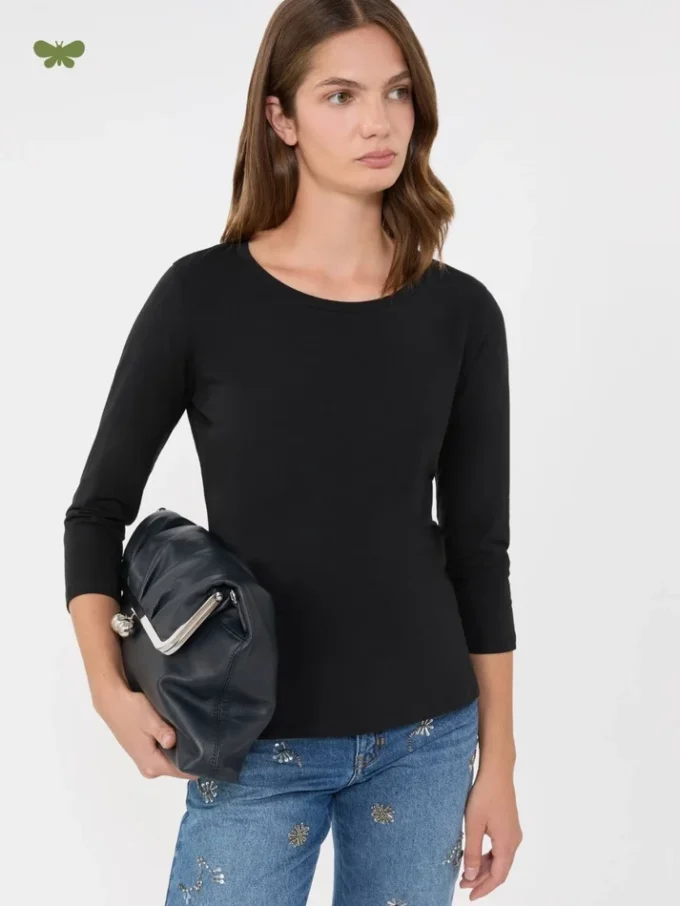 T-shirt i stretchbomull, svart T-shirt i stretchbomull, svart