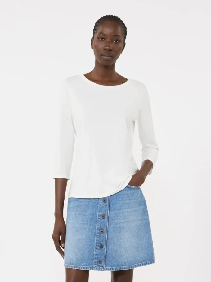 T-shirt i stretchbomull, vit T-shirt i stretchbomull, vit