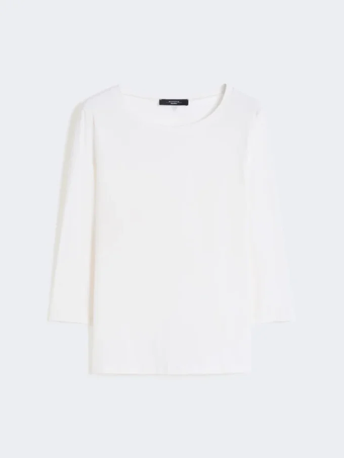T-shirt i stretchbomull, vit T-shirt i stretchbomull, vit