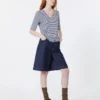 T-shirt i stretchig linnejersey med V-ringning, ultramarin T-shirt i stretchig linnejersey med V-ringning, ultramarin