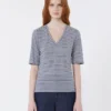 T-shirt i stretchig linnejersey med V-ringning, ultramarin T-shirt i stretchig linnejersey med V-ringning, ultramarin