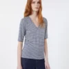 T-shirt i stretchig linnejersey med V-ringning, ultramarin T-shirt i stretchig linnejersey med V-ringning, ultramarin