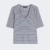 T-shirt i stretchig linnejersey med V-ringning, ultramarin T-shirt i stretchig linnejersey med V-ringning, ultramarin