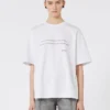 T-shirt i tryckt bomull, optiskt vit T-shirt i tryckt bomull, optiskt vit