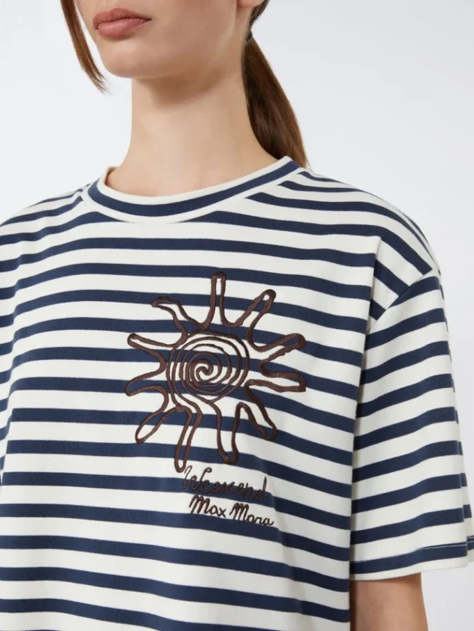 T-shirt i tryckt bomullsjersey, marinblå T-shirt i tryckt bomullsjersey, marinblå