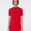 T-shirt i ull- och kashmirstickning, röd