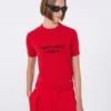 T-shirt i ull- och kashmirstickning, röd