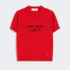 T-shirt i ull- och kashmirstickning, röd