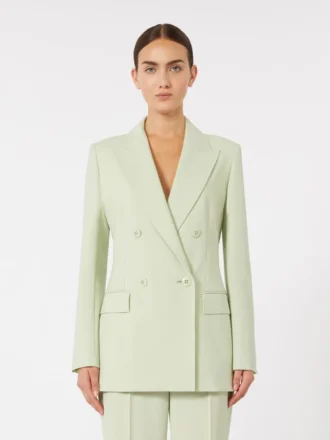 Tajt sittande blazer i ullkrepp, grön Tajt sittande blazer i ullkrepp, grön