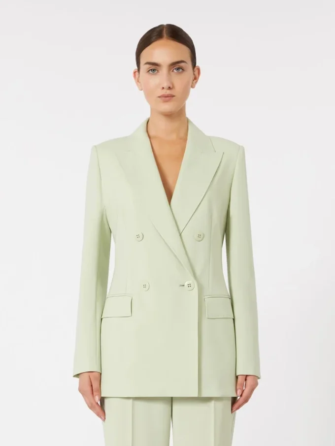 Tajt sittande blazer i ullkrepp, grön