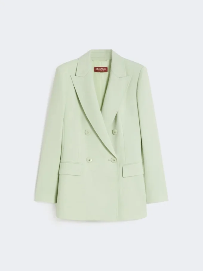 Tajt sittande blazer i ullkrepp, grön