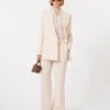 Tajt sittande blazer i ullkrepp, rosa