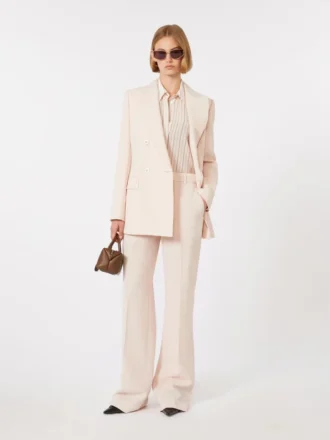 Tajt sittande blazer i ullkrepp, rosa Tajt sittande blazer i ullkrepp, rosa