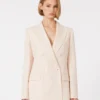 Tajt sittande blazer i ullkrepp, rosa