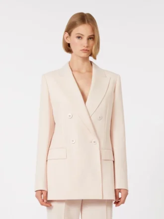 Tajt sittande blazer i ullkrepp, rosa Tajt sittande blazer i ullkrepp, rosa
