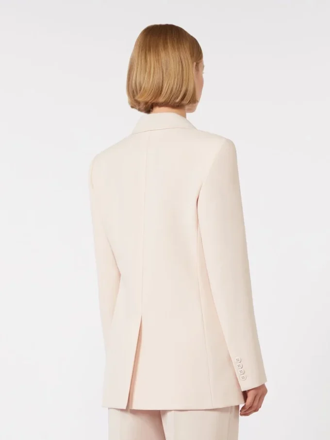 Tajt sittande blazer i ullkrepp, rosa