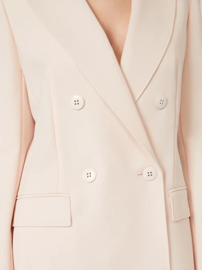 Tajt sittande blazer i ullkrepp, rosa
