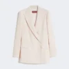Tajt sittande blazer i ullkrepp, rosa