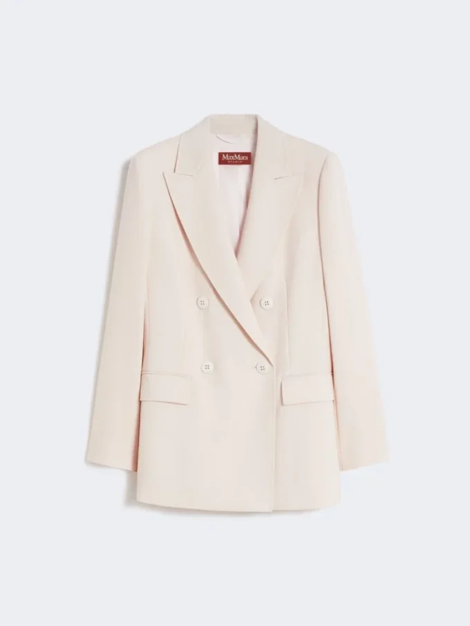 Tajt sittande blazer i ullkrepp, rosa