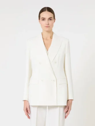 Tajt sittande blazer i ullkrepp, vit Tajt sittande blazer i ullkrepp, vit