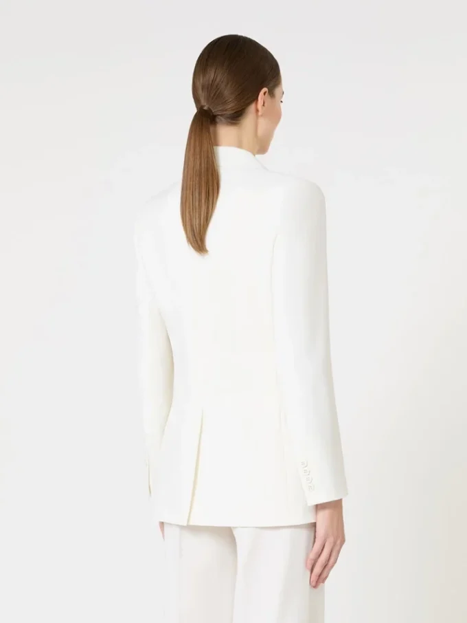 Tajt sittande blazer i ullkrepp, vit Tajt sittande blazer i ullkrepp, vit