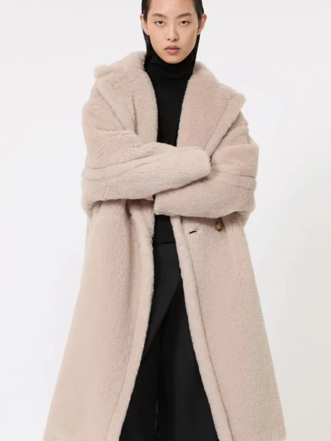 Teddy Bear Icon Coat i alpacka och ull, beige