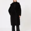 Teddy Bear Icon Coat i alpacka och ull, svart