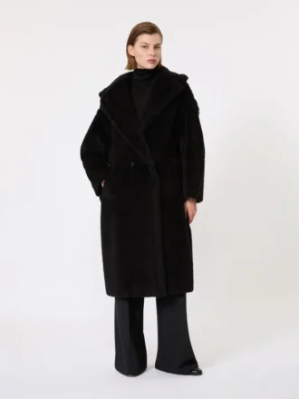 Teddy Bear Icon Coat i alpacka och ull, svart