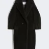 Teddy Bear Icon Coat i alpacka och ull, svart