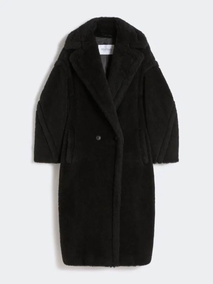 Teddy Bear Icon Coat i alpacka och ull, svart